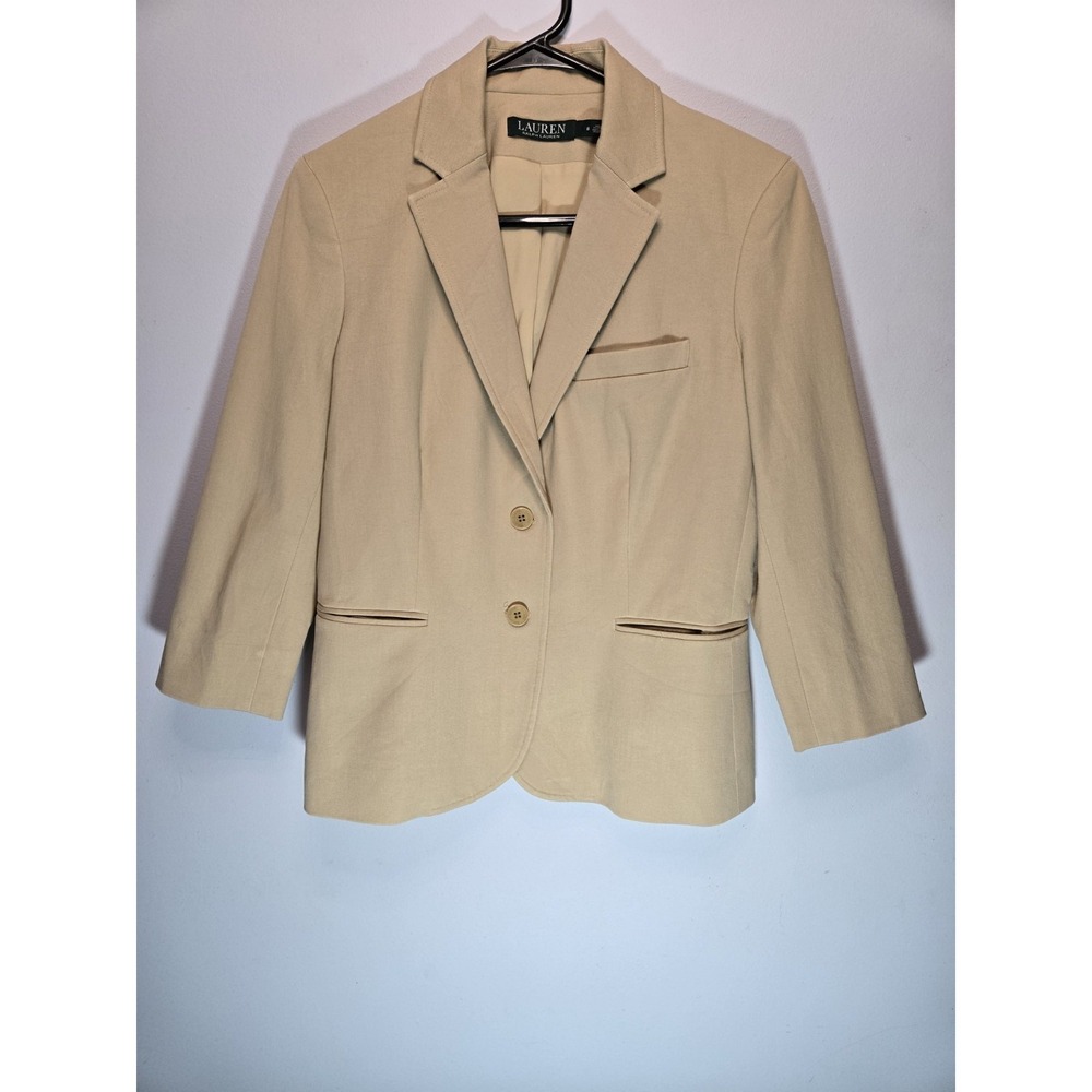 Lauren Ralph Lauren Womens Size 8 Tan Blazer Classic Versatile Timeless